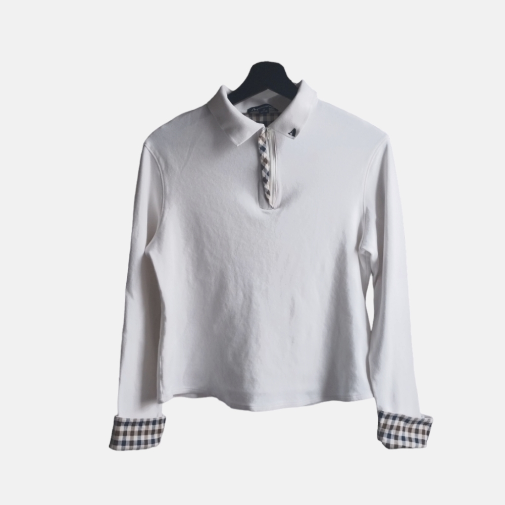 Aquascutum Cropped Zip up neck Sweater size Medium in White